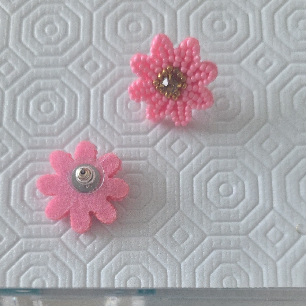 Pink Flower Kids Earrings